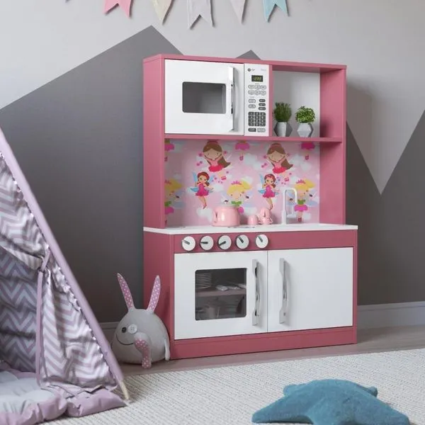 Cozinha Infantil HelenacomFogão Forno E Armários Branco-rosa