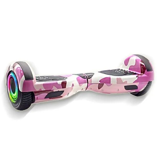 Hoverboard Overboard Skate Elétrico Led Rosa Camuflado Nº20