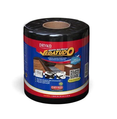 Manta Asfáltica Baldrame Autoadesiva Vedatudo 20cm 10m Dryko MANTA ASFALT BALDRAME VEDATUDO 20CM 10M FUND E ALICERCE