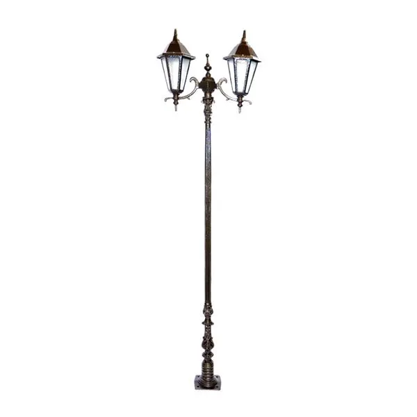 Poste Colonial Jardim Verona 02 Luminárias Alumínio 211cm