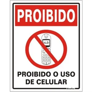 Placa de Poliestireno Autoadesiva 20x15cm Proibido Uso Celular 220 Ap Sinalize Placa 20x15 Proi