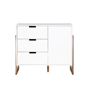 Cômoda Infantil Nola Sleeper 3 Gavetas Madeira Laqueado Puxador Embutido Branco com Porta e Prateleira Cômoda Infantil Nola Sleeper - Branca