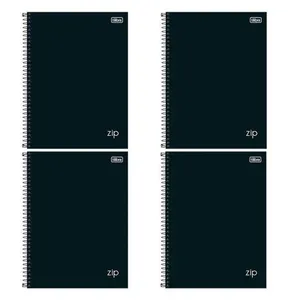 Caderno Espiral Universitário Zip 80 Folhas Preto 4 Unidades - Tilibra