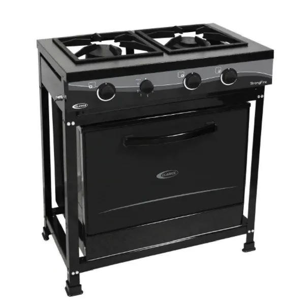 Fogão Industrial com Forno 2 Bocas Strong 57L Preto Clarice com Grelhas em Ferro Fundido Fogão Industrial com Forno 2 Bocas Strong 57L Preto Clarice para Uso Semi Profissional