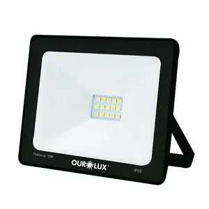Projetor Led Slim 10w Preto 3000k - Ourolux Refletor Led Slim 3000k 10w Preto Bivolt
