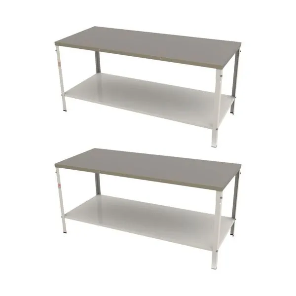 Kit 2 Mesa Panificadora Desmontável M-190 com Tampo em Aço Inox Escovado 430 Branco Braesi Kit 2 Mesa Panificadora Desmontável M-190 com Estrutura em Aço Branco Braesi