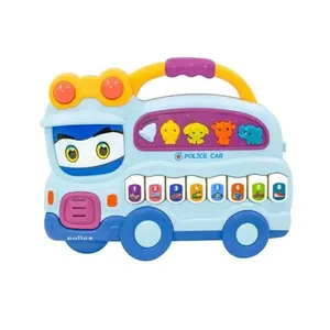 Teclado Piano Musical Bebe Brinquedo Infantil Divertido Som Carros Policia Azul