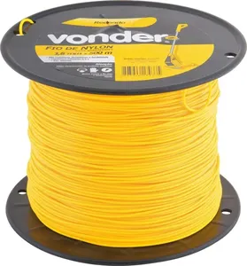 Fio de Nylon 2,0mm x 500m Redondo para Roçadeiras e Aparadores Vonder Rolo Amarelo Universal