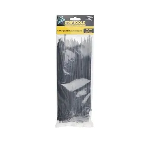 Abraçadeira de Nylon 20CM X 3,6MM com 100 Unidades para Organização de Cabos Resistente Preta