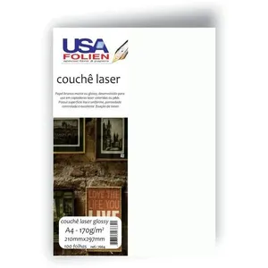 Papel Couche Usa Folien A4 Brilhante 170g Branco para Impressoras Laser Papel Couche Usa Folien A4 Brilhante 170g Branco
