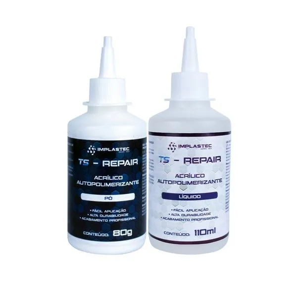 Kit Ts Repair Implastec 80g Po E 110ml Liquido Kit de Reparo para Superfícies Ts Repair Composto em Pó 80g e Líquido Ativador 110ml Implastec