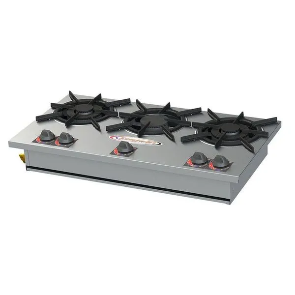 Fogão 3 Bocas De Embutir Baixa Pressão 20x20 1qs/2qd Inox Sl13013-i Itajobi