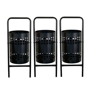 Kit 3 Lixeiras Redondas de Tela 113CM Aço Carbono Pintura Eletrostática 40L Preto Metalmig Kit 3 Lixeiras Redondas Tela 113CM Aço Carbono 40L Preto Metalmig