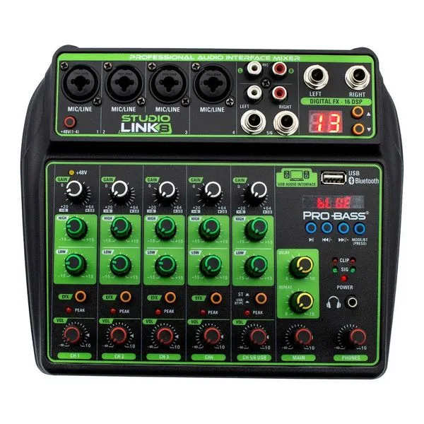 Mesa de Som Studio Link 8 com Bluetooth e Interface USB 8 Canais com 16 Efeitos Digitais Pro Bass Mesa de Som Studio Link 8 8 Canais com Bluetooth e Interface USB com 16 Efeitos Digitais Pro Bass