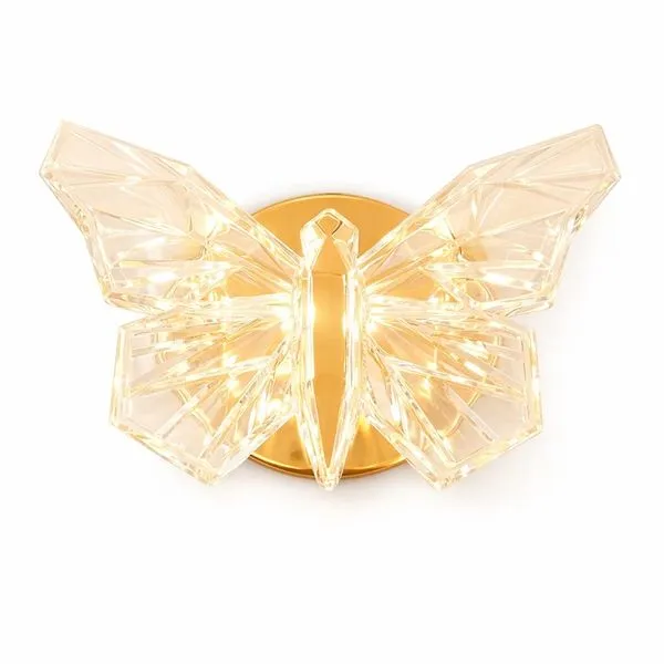 Arandela Borboleta de Cristal Luxo - 3 Cores de LED em uma Única Peça
