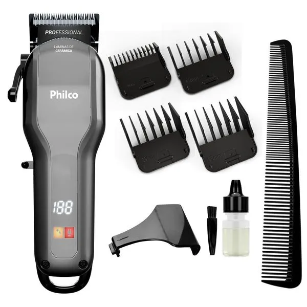 Máquina de Cortar Cabelo Philco 8 Acessórios 10W PCR07 Bivolt