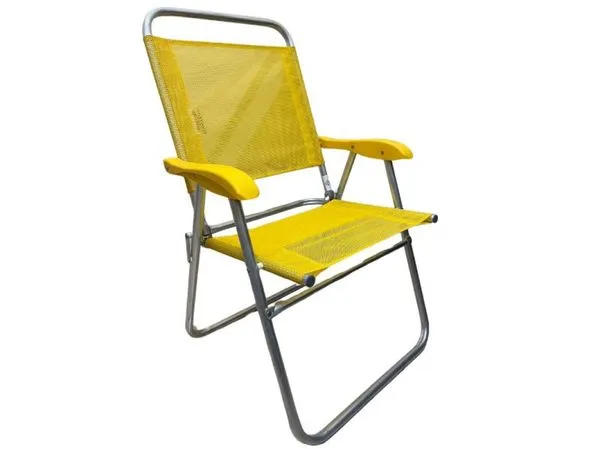 Cadeira De Praia Alta Sanete Encosto Alto Aluminio Ronchetti Cor Amarelo