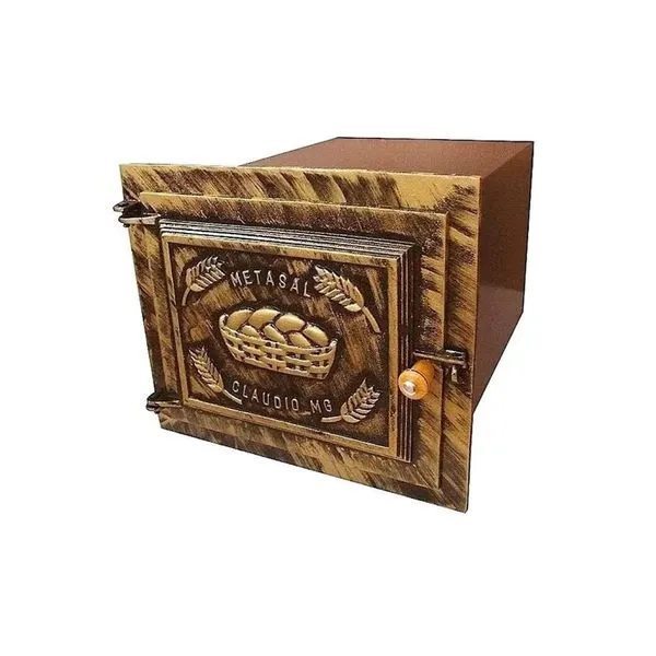 Forno para Fogao a Lenha Metasal N05 Pesado Aco Carbono 0,90mm 50x35x30cm Frente Aluminio Dourado Forno para Fogao a Lenha Metasal N05 Aco Carbono 0,90mm 50x35x30cm Uso Industrial Dourado