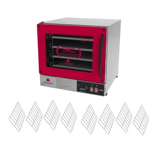Kit Forno Turbo Elétrico de Bancada Progás PRP-004 Plus Profissional Digital com 8 Grades Vermelho 220V Kit Forno Turbo Elétrico de Bancada Progás PRP-004 Plus Digital Vermelho 2000W 220V