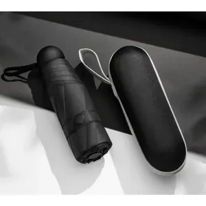 Guarda-Chuva OEM Mini Modelo Mini Guarda-Chuva de Tecido Pongee Revestido 17cm Preto Leve para Uso Diário Guarda-Chuva OEM Mini Modelo Mini Guarda-Chuva de Tecido Pongee Revestido 17cm Preto para Uso Diário