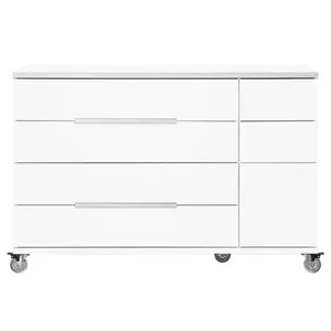 Cômoda Infantil Crescer Sleeper 7 Gavetas MDF Puxador Usinado Branco com Rodízios de Silicone Cômoda Infantil Crescer Sleeper - Branca
