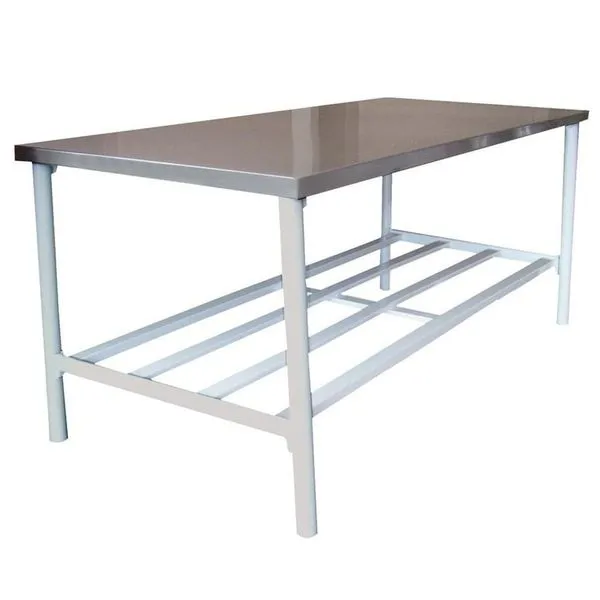 Bancada de Apoio Ba 1400-900 com Tampo Inox Escovado 1,40m X 0,90m Base Branca Branco Metalcubas Bancada de Apoio Ba 1400-900 com Tampo Inox Escovado Base Branca Branco Metalcubas