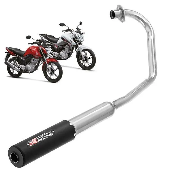 Escapamento Esportivo ES-691CP Honda Titan 125 e Fan 125 Aço Cromado e Preto Pro Tork Escapamento Esportivo ES-691CP Titan 125 Fan 125 Aço Pro Tork