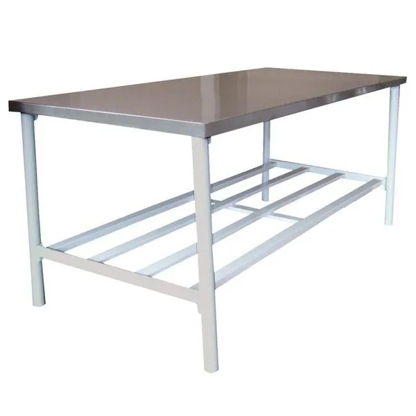 Bancada de Apoio BA 1900-900 para Cozinha com Tampo Aço Inox Escovado 430 Branco Metalcubas Bancada de Apoio BA 1900-900 com Tampo Aço Inox Escovado 430 Branco Metalcubas