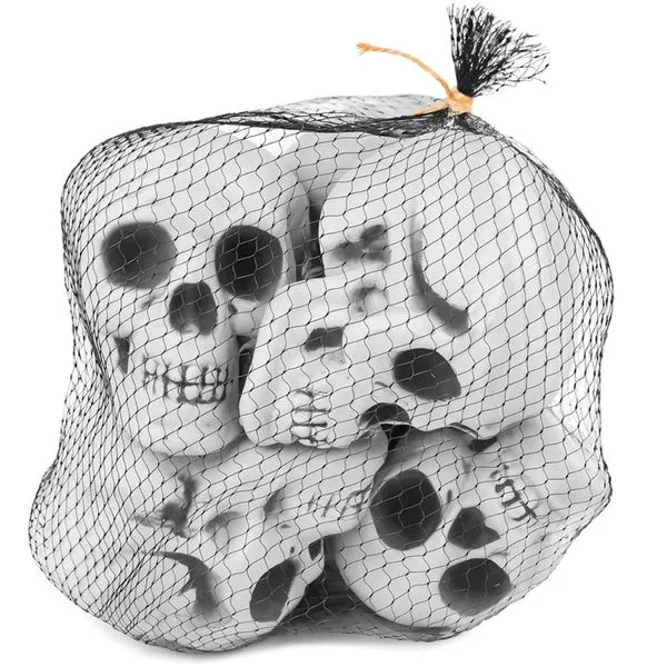 Decoração Halloween Cemitério Terror Kit 6 Crânios Caveiras Esqueleto Enfeite Mesa Casa Jardim -