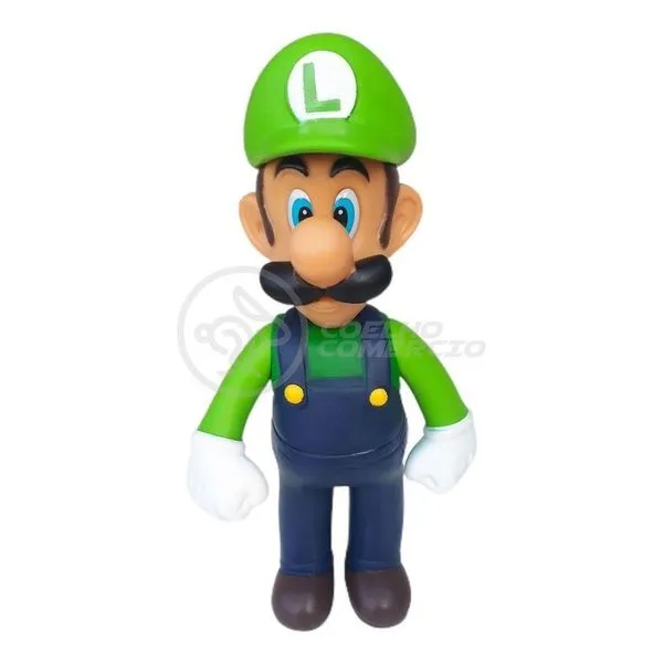 Boneco Action Figure Luigi Articulado Colecionável Grande Super Size 23cm - Super Mario World