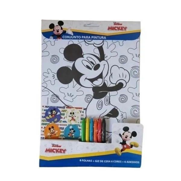 CONJUNTO DE PINTURA GIZ DE CERA ADESIVOS MICKEY MOUSE DISNEY 215.47.950