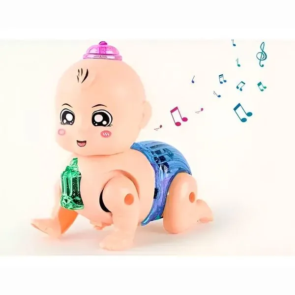 Boneca Bebê Engatinha Interativa Com Luz E Som – Brinquedo Educativo Para Crianças +3 Anos Luz Som Interativa