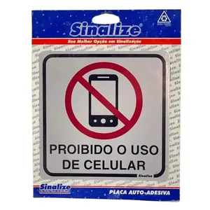 Placa de Sinalização Sinalize Proibido Uso Celular 15X15CM
