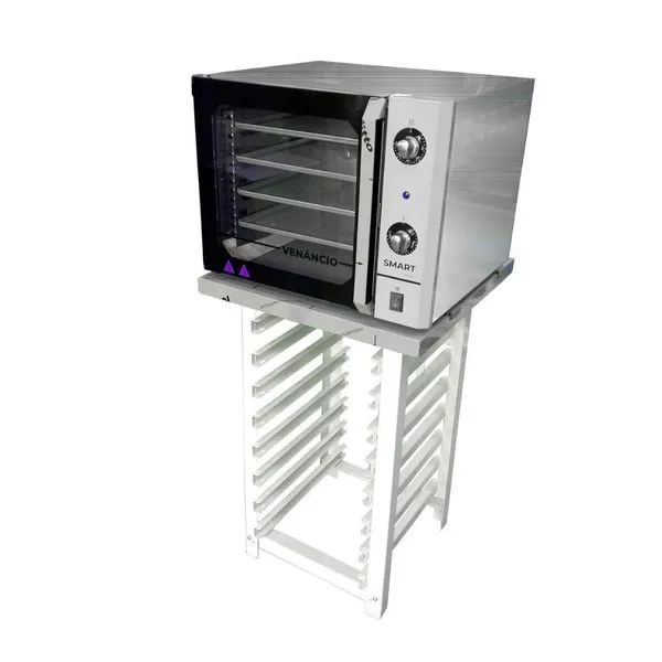 Kit Forno Turbo Elétrico de Convecção Metalúrgica Venâncio FCSB4E 55L com Mesa Aço Inox 220V Kit Forno Turbo Elétrico Metalúrgica Venâncio FCSB4E 55L com Mesa Aço Inox 220V