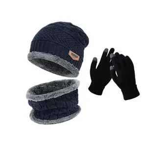 Kit de Frio OEM Geométrica em 100% Lã Antialérgica Azul Adulto Unissex com Touca Luva Touch e Protetor de Pescoço Kit de Frio OEM Geométrica em 100% Lã Antialérgica Azul Adulto Unissex com Touca Luva Touch
