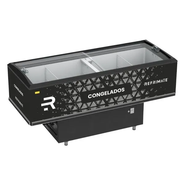 Expositor Ilha Vanguard Top De Congelados E Resfriados Vidro Semicurvo 2,00m Eivt 2000 -127V