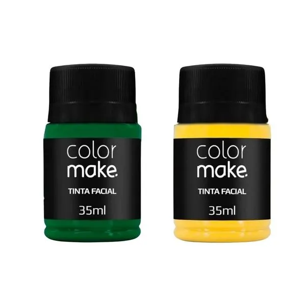 Kit Tinta Facial Verde e Amarelo 35ML Base de Água Vegano e Cruelty Free Colormake Kit Tinta Facial Verde e Amarelo 35ML Base de Água Colormake