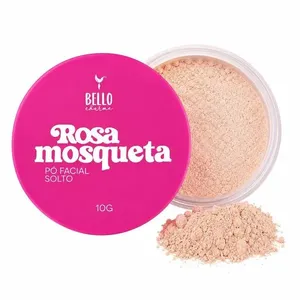 Po Facial Solto Rosa Mosqueta Ultrafino Acabamento Natural Iluminado Controle de Oleosidade 10g Rosa Po Facial Solto Rosa Mosqueta Ultrafino Toque Seco e Aveludado Tom Rosado Iluminador 10g