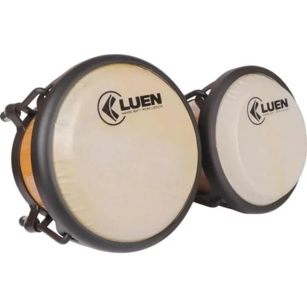 Bongo 6x7 Pele Animal Luen Natural [F002] Instrumento de Percussão em Madeira com Ferragens Pretas Natural Luen Bongo 6x7 Pele Animal Luen Natural [F002] em Madeira com Ferragens Pretas Natural Luen