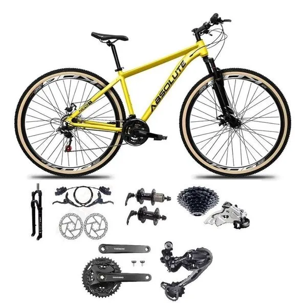Bicicleta Aro 29 Absolute Nero 5 Câmbios Shimano Deore-altus 27v Freio Hidráulico Garfo C-trava amarelo Tam: 19