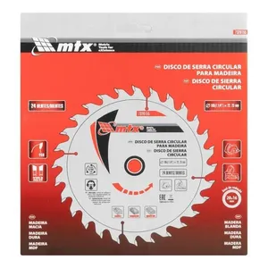 Disco de Serra Circular 185mm 22,23mm 24 Dentes para Madeira e MDF Vermelho MTX Disco de Serra Circular 185mm 22,23mm 24 Dentes Vermelho MTX