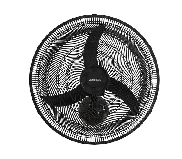 Ventilador de Parede New com 3 Pás 50cm 130W Ventisol Ventilador de Parede New Preto com 3 Pás 50cm 130W 127V