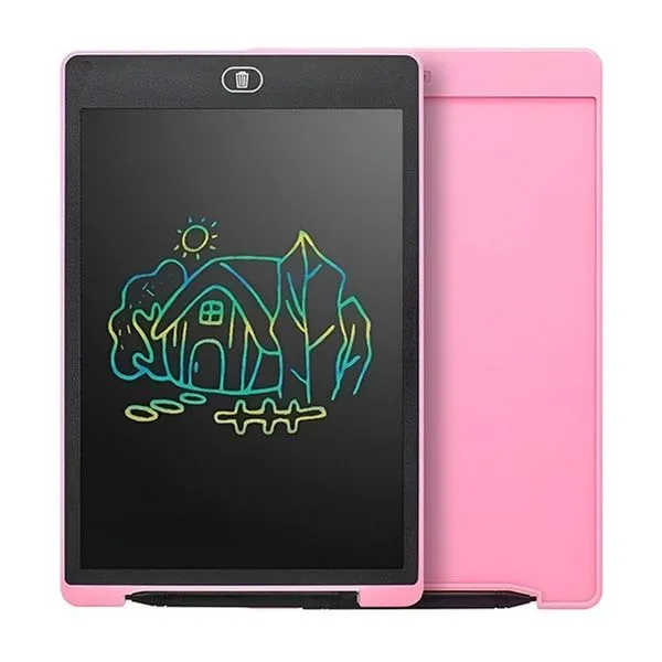 Lousa Mágica Digital Lcd Rosa De 10" Desenhe E Anote Botão De Apagar Tablet Desenho