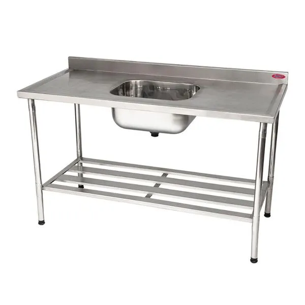 Bancada Mesa Inox 304 150x70 com Cuba 60x50x25 Grade Inferior e Frontao Modelo 6806 Imeca Bancada Mesa Inox 304 150x70 com Cuba 60x50x25 Grade Inferior 6806 Imeca
