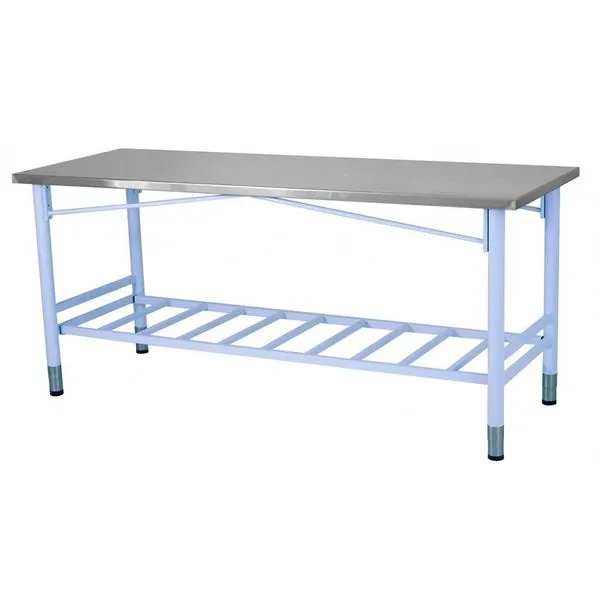Mesa De Manipulação Benfati Inox 430 150x60cm Pés Pintados Paneleiro Gradeado Tb 2 313gr