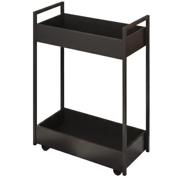 Carrinho Organizador Multiuso 2 Cestos Bp Lara 70 Cm Preto Eratto Moveis Preto