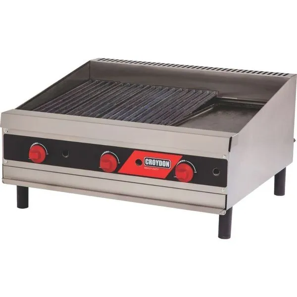 Char Broiler a Gás CCP3 Grelha Ferro Fundido Pedra Cerâmica Área Útil 74x47cm Inox Croydon Char Broiler a Gás CCP3 Pedra Cerâmica Grelha Ferro Fundido Área Útil 74x47cm Inox Croydon