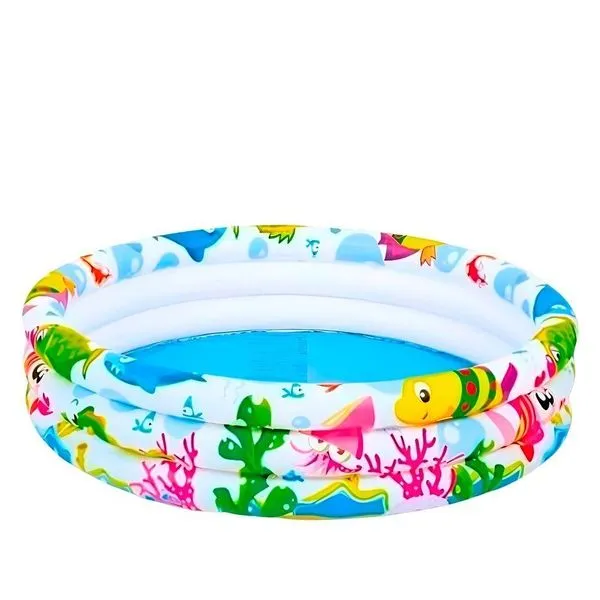 Piscina Inflável Redonda Animais Marinhos Infantil 135 Litros - Ideal Para Transformar O Verão Das Crianças
