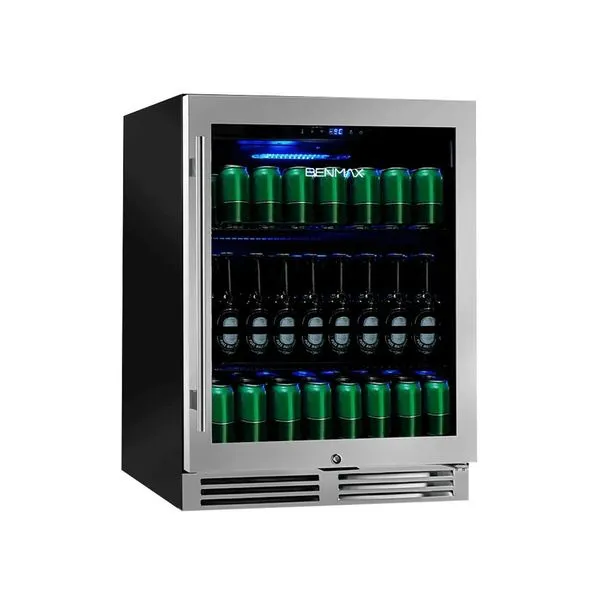 Cervejeira Beer Center BEC135 LR 135L Aço Inoxidável Porta sem Emendas Vidro Duplo Low e 110V Benmax Beer Center Benmax De 135 Litros BEC135 LR Abertura Para Direita 110V