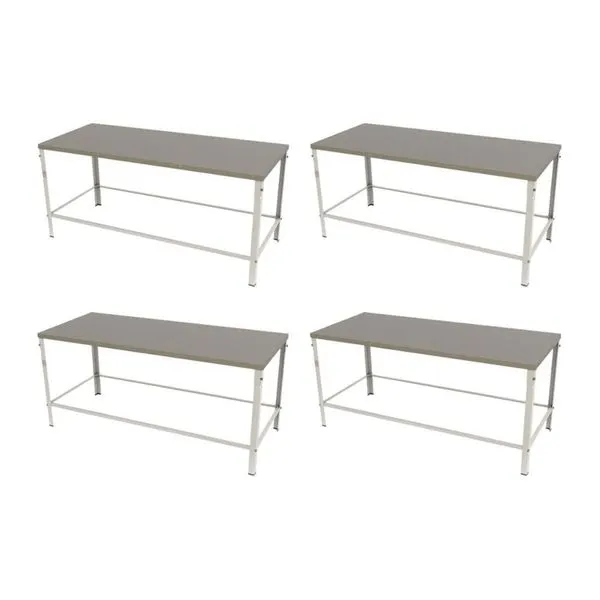 Kit 4 Mesa Panificadora Desmontável MBR-018 com Tampo Inox e Estrutura Aço Branco Braesi Kit 4 Mesa Panificadora Desmontável MBR-018 Tampo Inox Estrutura Aço Branco Braesi